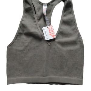 NWT Free people movement free throw crop tank- army
